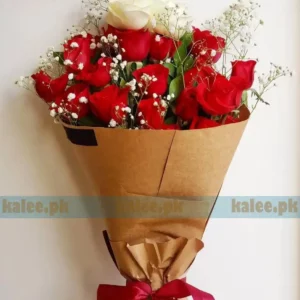 Red & White Flowers With Baby Bud Bouquet