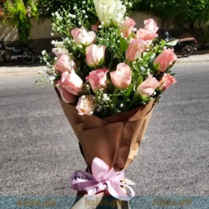 Imported Pink & White Rose Flowers With Baby Bud Bouquet