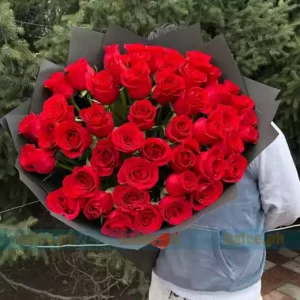 40 Imported Red Rose Flowers Bouquet