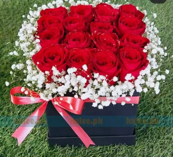 Red Rose Flowers Box With Baby Bud