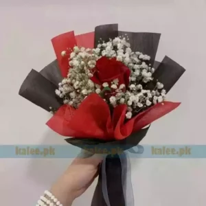 Baby Bud With Imported Red Rose Flowers Bouquet