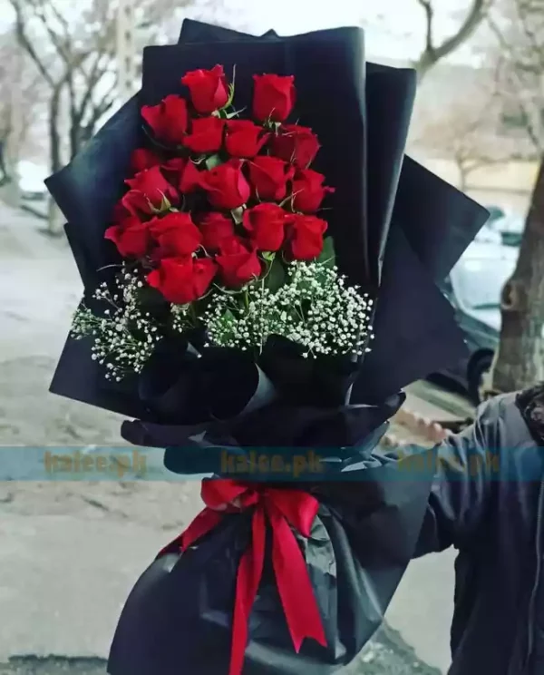 Baby Bud With Imported Red Rose Flowers Bouquet