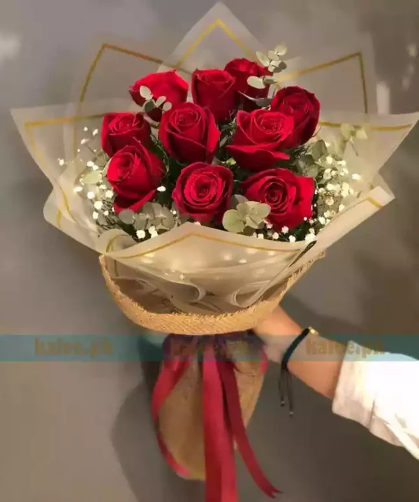 Imported Red Rose Flowers Bouquet With Baby Bud